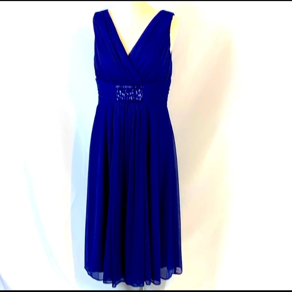 Jessica Howard formal knee length dress size 4 blue gems Y2K mature holiday